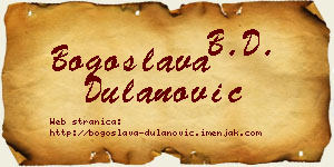 Bogoslava Dulanović vizit kartica